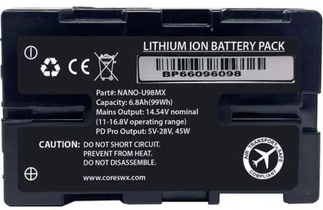 Alt view image 3 of 6 - Core SWX NANO-C98MX HDV Battery with Ring LED Gauge (98Wh, Sony BP-U)