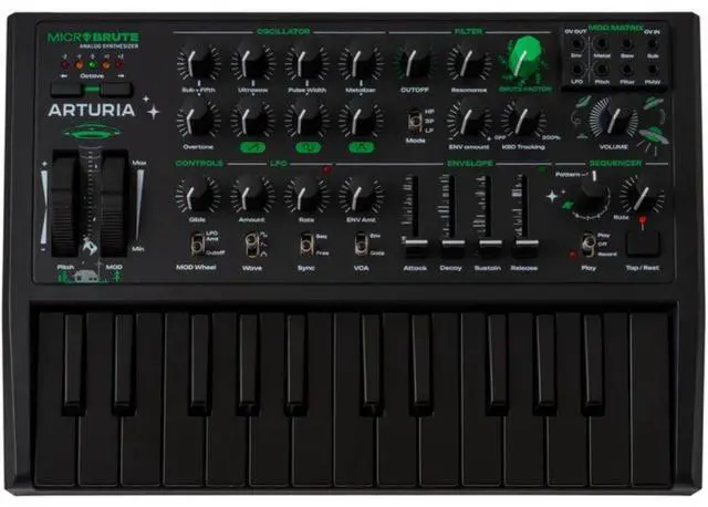 Alt view image 3 of 7 - Arturia Micro Brute UFO Bundle with Polsen HPC-A30 Closed-Back Studio Monitor Headphones, Kellards MID-P10T Pro MIDI to MIDI Cable 10 Feet