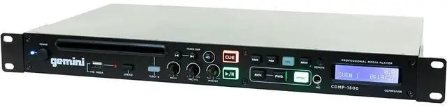 Alt view image 2 of 5 - Gemini Professional Rackmount CD Player - DJ CD Player with Pitch Control, USB Media Player, Anti-Shock Technology, XLR/RCA Outputs, Remote Control for Venues, Studios & Events (CDMP-1500)