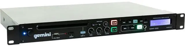 Main image of Gemini Professional Rackmount CD Player - DJ CD Player with Pitch Control, USB Media Player, Anti-Shock Technology, XLR/RCA Outputs, Remote Control for Venues, Studios & Events (CDMP-1500)