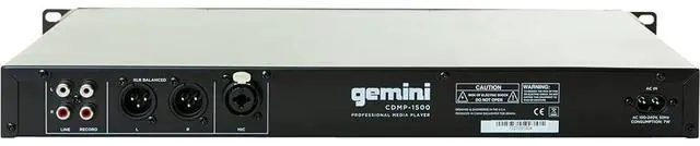 Alt view image 3 of 5 - Gemini Professional Rackmount CD Player - DJ CD Player with Pitch Control, USB Media Player, Anti-Shock Technology, XLR/RCA Outputs, Remote Control for Venues, Studios & Events (CDMP-1500)