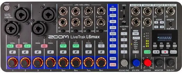 Alt view image 3 of 7 - Zoom LiveTrak L6max 12-Channel Digital Mixer / Recorder