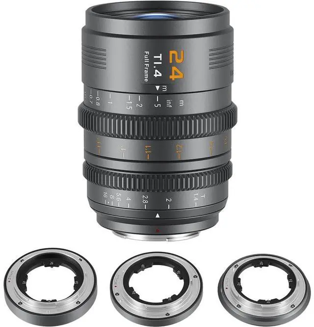 Main image of SIRUI VP-1 Vision Prime 1 T1.4 Full Frame Cine Lens, 24mm Manual Focus Cinema Lens with Pre-Installed E Mount, Interchangeable RF/Z/L Mounts (Metal Gray)