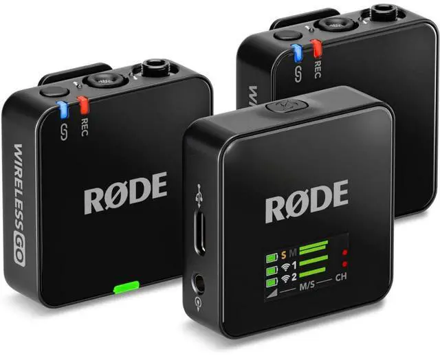 Alt view image 2 of 7 - RODE Wireless GO Gen 3 2-Person Compact Digital Wireless Microphone System/Recorder Black Bundle with Rode Interview GO Handheld Mic Adapter for the Wireless GO, Rip Tie 10-Pack Touch Fastener Straps