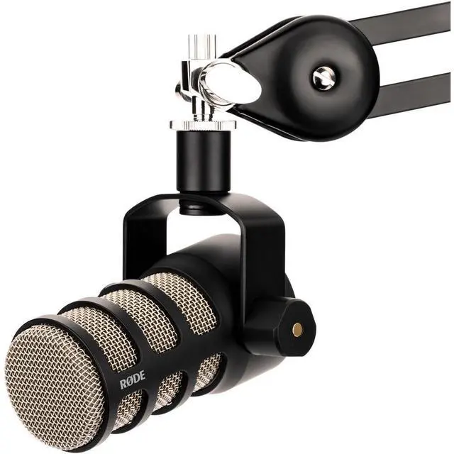 Alt view image 2 of 7 - Rode PodMic Dynamic Microphone Bundle with Rode PSA1+ Pro Studio Boom/Arm, RODE WS14 Pop Filter for PodMic (Black), XLR- XLR Cable, Anti-Static Screen Cleaning Wipes (5-Pack)