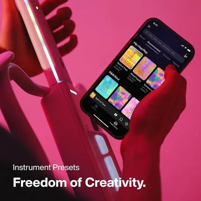 Alt view image 5 of 7 - LAVA GENIE Stringless Guitar with Travel Case Black