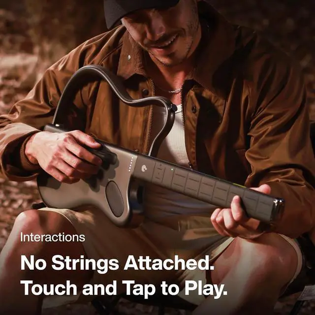 Alt view image 3 of 7 - LAVA GENIE Stringless Guitar with Travel Case Black