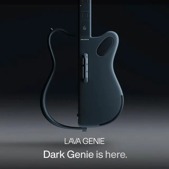 Alt view image 3 of 7 - LAVA GENIE Stringless Guitar with Travel Case Black Bundle with Rok-It Tripod Guitar Stand, Goby Labs Microphone Sanitizer