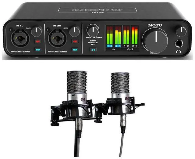 Main image of Motu M4 4x4 USB Audio Interface Bundle + Aston Origin Stereo Pair - Recording Kit for Home Studio, Podcasting & Vocal Recording