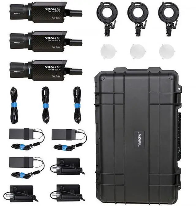 Main image of Nanlite Forza 60CR RGBLAC LED Spotlight with CRMX (3-Light Kit)
