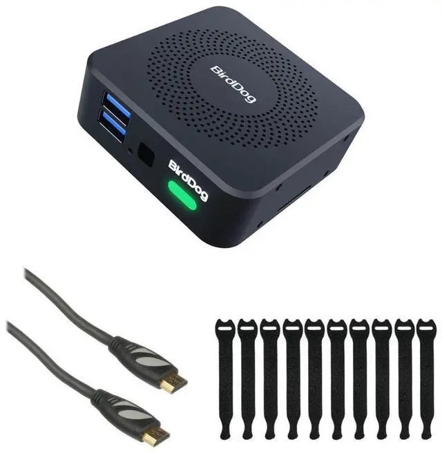 Main image of BirdDog Play Pro 4K NDI Player Bundle with Pearstone Standard Series HDMI to HDMI High-Speed Ethernet Cable - Black, 6', Rip Tie 10-Pack Touch Fastener Straps