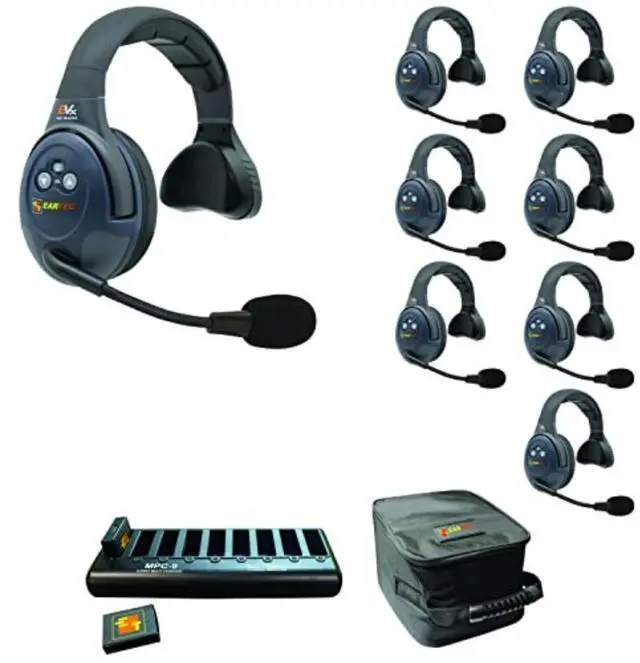 Main image of Eartec EVADE EVX8S Light-Industrial Full-Duplex Wireless Intercom System with 8 Single-Ear Headsets (2.4 GHz)