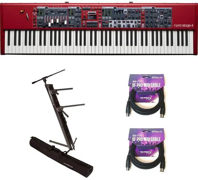 Main image of Nord Stage 4 88-Key Fully-Weighted Keyboard Bundle with Ultimate Support APEX AX-48 Pro Plus Portable Column Keyboard Stand and Kellards MID-P10T Pro MIDI to MIDI Cable 10' (Pair)