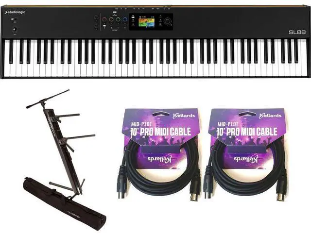 Main image of StudioLogic SL88 MK2 88-Key MIDI Controller Hammer Action Bundle with Ultimate Support APEX AX-48 Pro Plus Portable Column Keyboard Stand, Kellards MID-P10T Pro MIDI to MIDI Cable 10 Feet (2 Pack)