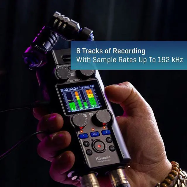 Alt view image 5 of 7 - Zoom H5studio Handy Recorder with 32-Bit Float Bundle with Zoom TCA-1 Timecode Adapter, Screen cleaning cloth (5-Pack)