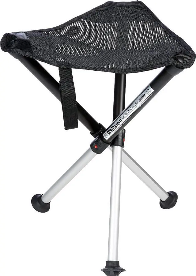 Alt view image 2 of 7 - Walkstool Comfort L, 18" High Large Portable Tripod Stool, Supports up to 440 Bundle with Walkstool - Reinforcement Strap Steady - Featable with Camping Stool Comfort Models - Black Color - OneSize