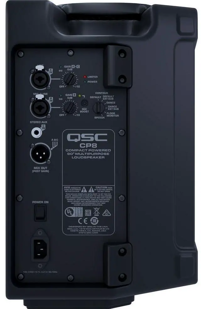 Alt view image 3 of 5 - QSC CP8 Two-Way 8" 1000W Compact Powered Loudspeaker with DSP Bundle with QSC Tote for the CP8 Compact Powered Loudspeaker