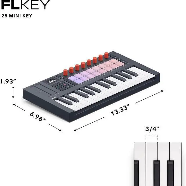 Alt view image 3 of 7 - Novation FLkey 2 Mini 25 25-Mini-Key MIDI Controller Keyboard for FL Studio Beginners. Make Beats with USB, Pitch & Mod Strips, 16 Drum Pads, and Arpeggiator Inc. 6 Months of FL Studio