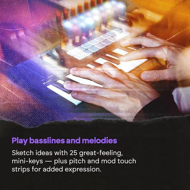 Alt view image 7 of 7 - Novation FLkey 2 Mini 25 25-Mini-Key MIDI Controller Keyboard for FL Studio Beginners. Make Beats with USB, Pitch & Mod Strips, 16 Drum Pads, and Arpeggiator Inc. 6 Months of FL Studio