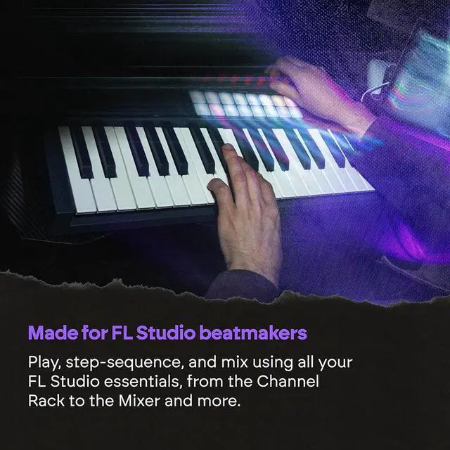 Alt view image 5 of 7 - Novation FLkey 2 37 MIDI Controller Keyboard for FL Studio. Make Beats with Full-Size Keys, USB, Pitch & Mod Wheels, 16 Drum Pads, and Arpeggiator Inc. 6 Months of FL Studio