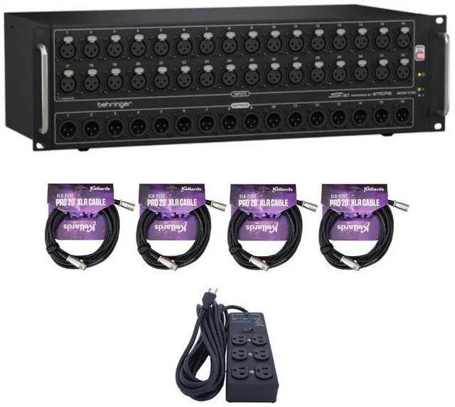 Main image of Behringer S32 Digital I/O Stage Box Bundle with Kellards XLR-P20T Pro 20 ft XLR Microphone Cable (Pack of 4), Furman SS6B 6 Plug Surge Protector FUSS6B