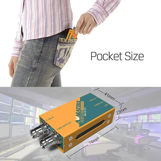 Alt view image 4 of 5 - AVMATRIX Mini SC1112 3G-SDI to HDMI Pocket-Size Broadcast Converter