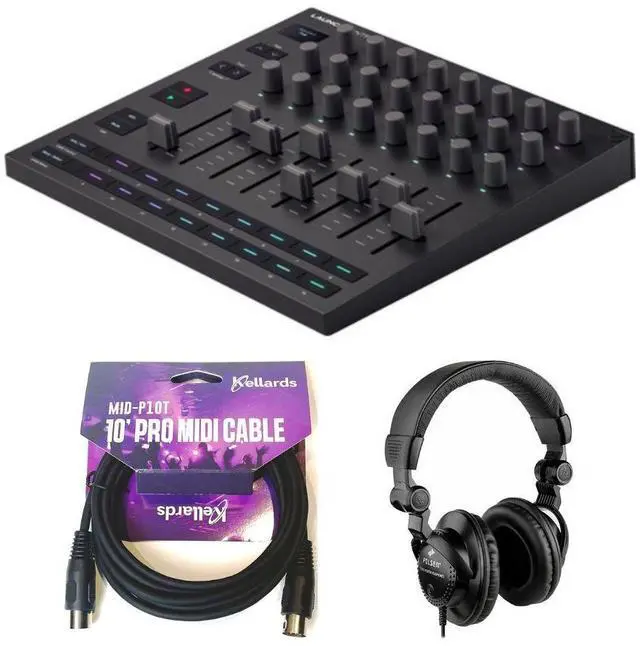 Main image of Novation Launch Control XL 3 Control Surface for DAWs Bundle with Kellards MID-P10T Pro MIDI to MIDI Cable 10 Feet, Polsen HPC-A30 Closed-Back Studio Monitor Headphones