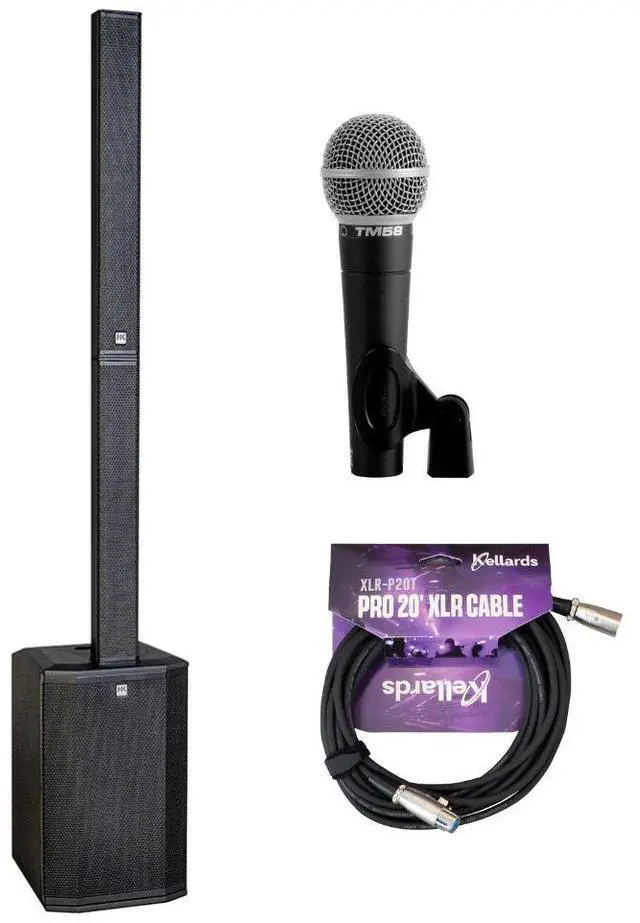 Main image of HK Audio POLAR 10 MK2 2000W Total Active Line Array Column PA System with 10" Sub Bundle with Polsen M-85 Professional Dynamic Handheld Microphone Dark Gray, XLR-P20T Pro 20 ft XLR Microphone Cable
