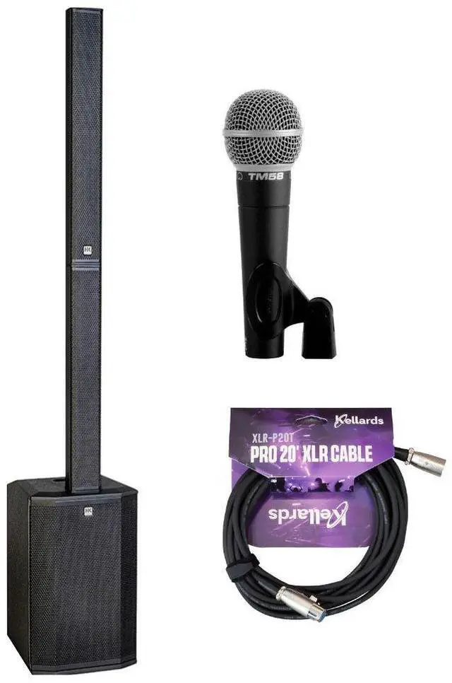 Main image of HK Audio POLAR 12 MK2 2000W Total Active Line Array Column PA System with 12" Sub Bundle with Polsen M-85 Professional Dynamic Handheld Microphone Dark Gray, XLR-P20T Pro 20 ft XLR Microphone Cable