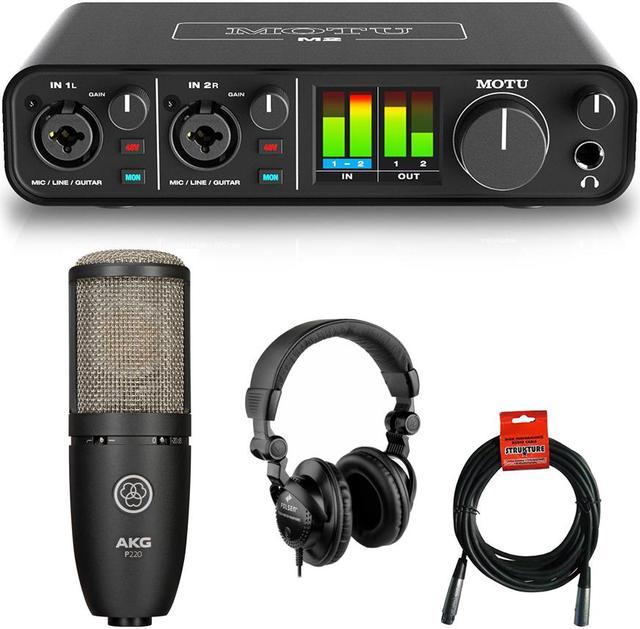 Motu M2 2x2 USB Audio Interface with AKG Project Studio P220