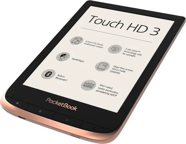 Alt view image 5 of 6 - PocketBook Touch HD 3 Copper. 6" E Ink® Carta™; HZO ProtectionTM (IPX 7); SMARTlight; Dual Core (2x1 GHz); Flash memory: 16GB; Accumulator: 1500 mAh (Li-Ion Polymer)
