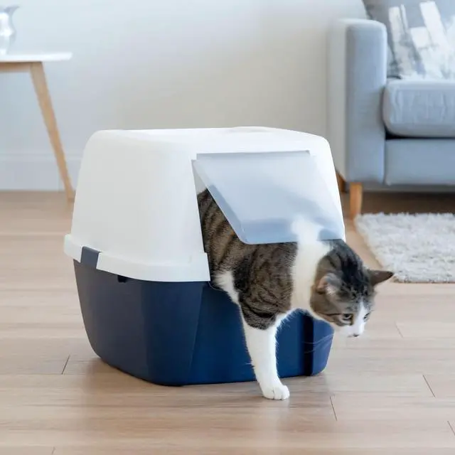 Alt view image 2 of 4 - IRIS Jumbo Hooded Litter Box without Scoop, Navy