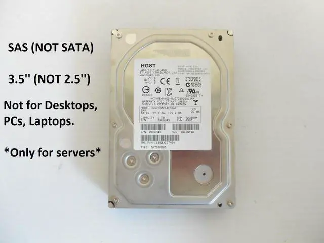 Main image of (NOT FOR HOME PC!) HGST Hitachi 2TB 7.2K SAS 3.5" Hard Drive 6Gb/s HUS723020ALS640 Server Storage