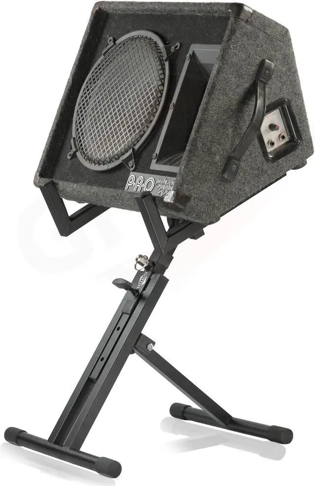 Alt view image 5 of 7 - Guitar Combo Amplifier Stand by GRIFFIN | PA Speaker Karaoke Monitor Holder | Low Profile Pro-Audio Amp Tilt Back Mount Stand | Adjustable Speaker Cabinet Stage Equipment Platform Riser & Studio Chair