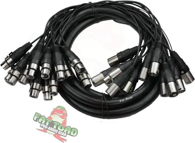 Main image of XLR Snake Cable (16 Channels) 10FT by FAT TOAD | Patch Studio, Stage, Live Sound Recording Multicore Cords | Pro Audio Shielded Double-Sided Microphone Wires for Interface Hub, DJ Digital Mixers, Amps