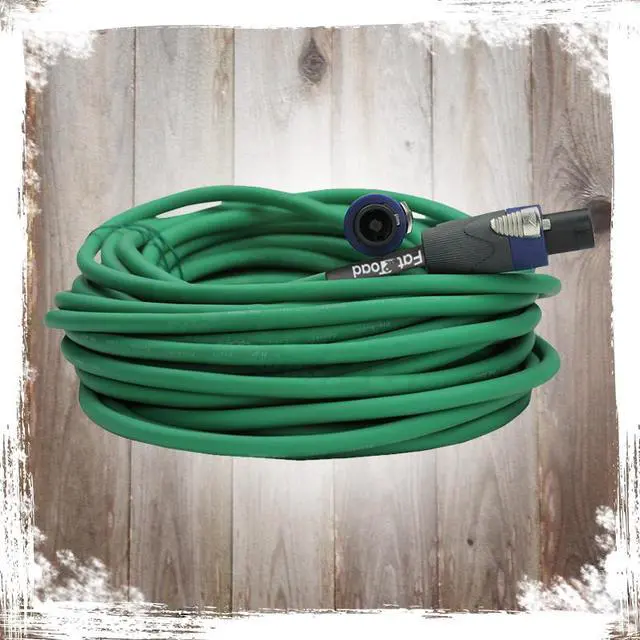 Alt view image 2 of 7 - Speakon to Speakon Cables (2 Pack) by FAT TOAD | 50ft Professional Pro Audio Green Speaker PA Cord with Twist Lock Connector | 12 AWG Wire for Impeccable Studio Recording & DJ Stage Performance Gear