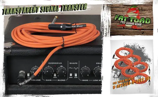 Alt view image 6 of 7 - Guitar Cables (6 Pack) Right Angled Instrument Cord by FAT TOAD | 20FT 1/4 Quarter Inch Straight-End 20 GA Wires for Electric Guitar Pedal, Bass, Keyboards, Speaker Amplifier & Audio Studio Recording