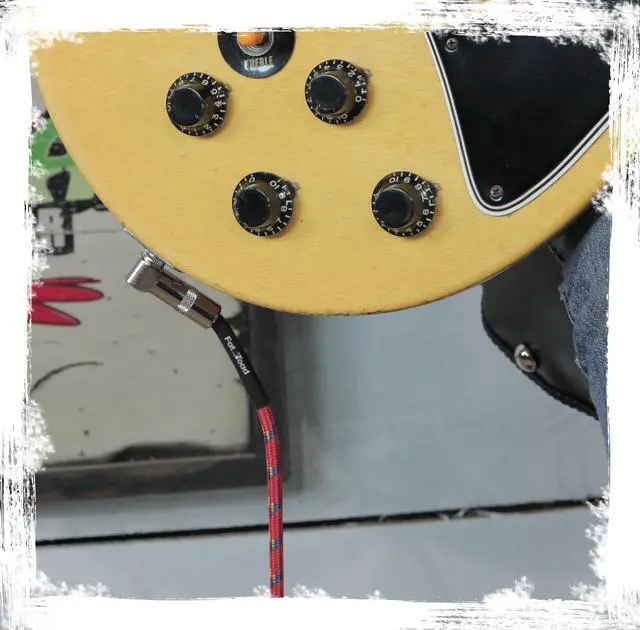 Alt view image 2 of 6 - Guitar Cable Right Angled to 1/4 Straight-End Instrument Cord Tweed Cloth Jacket by FAT TOAD | Braided Woven 20FT Quarter Inch Gold Jack TS for Electric Guitar, Bass, Keyboards | Shielded 20 AWG Patch