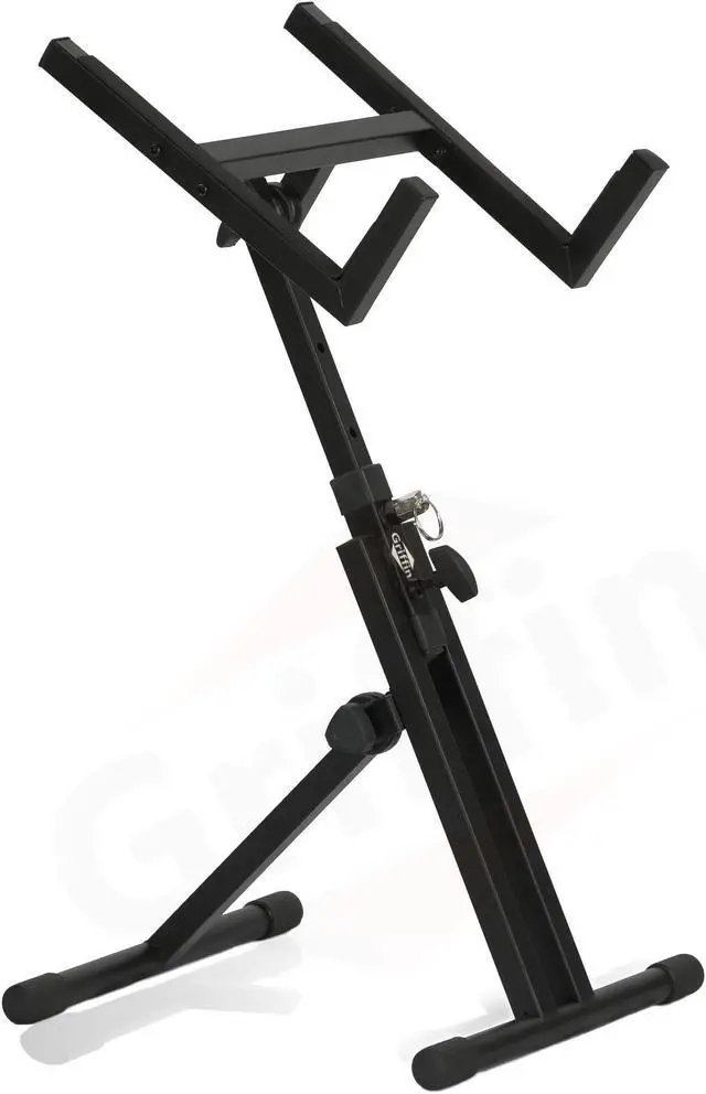 Alt view image 2 of 7 - Guitar Combo Amplifier Stand by GRIFFIN | PA Speaker Karaoke Monitor Holder | Low Profile Pro-Audio Amp Tilt Back Mount Stand | Adjustable Speaker Cabinet Stage Equipment Platform Riser & Studio Chair
