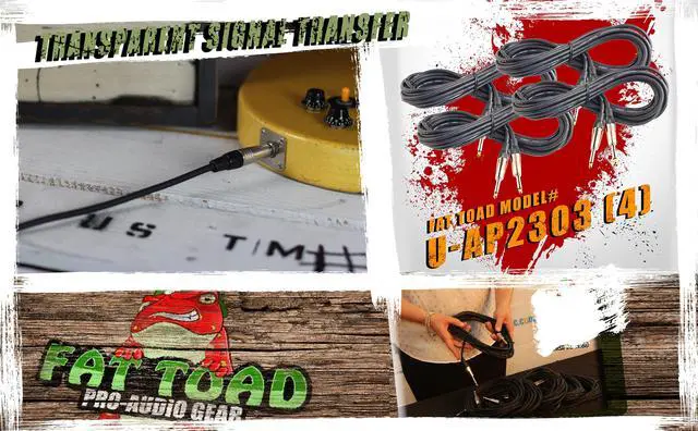 Alt view image 6 of 7 - Guitar Cables (4 Pack) Instrument Cord by FAT TOAD | 20 AWG Patch Conductor for Electric or Acoustic Guitar, Bass, Amps, Keyboards & Pro-Audio DJ Recording Studio PA | 20FT 1/4 Inch Straight-End Wires