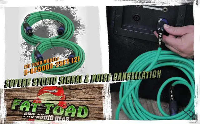 Alt view image 6 of 7 - Speakon to Speakon Cables (2 Pack) by FAT TOAD | 25ft Professional DJ Pro Audio Green Speaker PA Cord with Twist Lock Connector | 12 AWG Wire for Impeccable Studio Recording & Stage Performance Gear