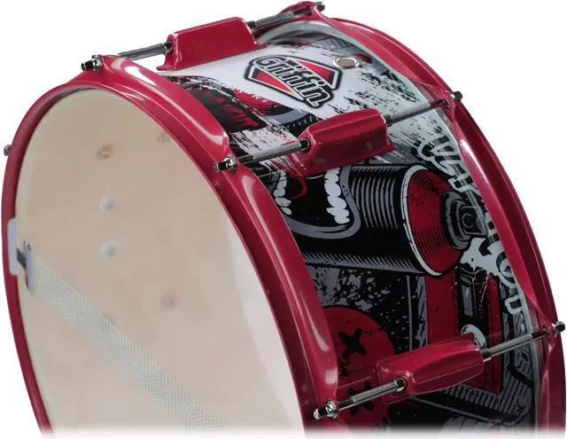 Alt view image 4 of 7 - Snare Drum by GRIFFIN | Birch Wood Shell 14"x6.5" with Custom Graphic Wrap (Limited Edition) | Percussion Acoustic Musical Instrument Kit & Drummers Key | 8 Metal Lugs, Head Set & Strainer Throw Off