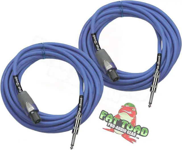 Main image of Speakon to 1/4" Male Cables (2 Pack) by FAT TOAD | 25 ft Professional Pro Audio Blue DJ Speaker PA Cord with Twist Lock Connector | 12 AWG Wire for Impeccable Studio Recording & Stage Performance Gear
