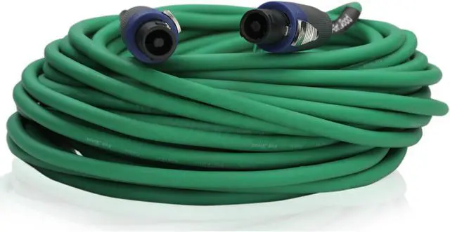 Alt view image 3 of 7 - Speakon to Speakon Cables (2 Pack) by FAT TOAD | 50ft Professional Pro Audio Green Speaker PA Cord with Twist Lock Connector | 12 AWG Wire for Impeccable Studio Recording & DJ Stage Performance Gear