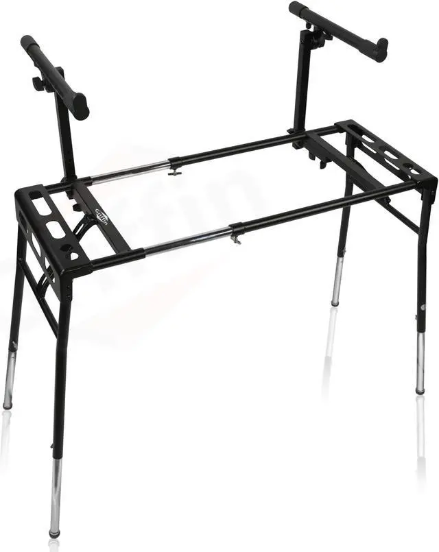 Alt view image 3 of 6 - GRIFFIN 2-Tier DJ Coffin Workstation Stand | Double Table Top Keyboard & Laptop Holder | Duel Level Digital Piano Rack Mount Platform for Studio Mixer Controllers, Turntable, Speakers, Stage Equipment