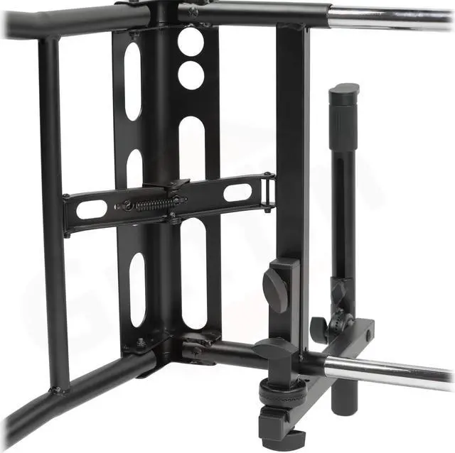 Alt view image 6 of 6 - GRIFFIN 2-Tier DJ Coffin Workstation Stand | Double Table Top Keyboard & Laptop Holder | Duel Level Digital Piano Rack Mount Platform for Studio Mixer Controllers, Turntable, Speakers, Stage Equipment