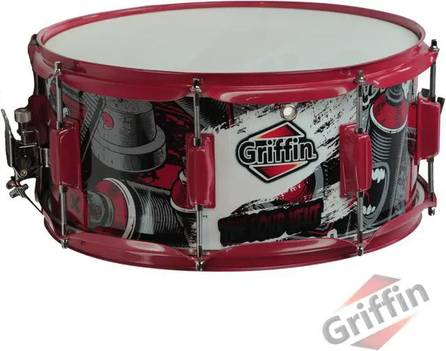 Main image of Snare Drum by GRIFFIN | Birch Wood Shell 14"x6.5" with Custom Graphic Wrap (Limited Edition) | Percussion Acoustic Musical Instrument Kit & Drummers Key | 8 Metal Lugs, Head Set & Strainer Throw Off