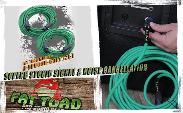 Alt view image 7 of 7 - Speakon to Speakon Cables (2 Pack) by FAT TOAD | 50ft Professional Pro Audio Green Speaker PA Cord with Twist Lock Connector | 12 AWG Wire for Impeccable Studio Recording & DJ Stage Performance Gear