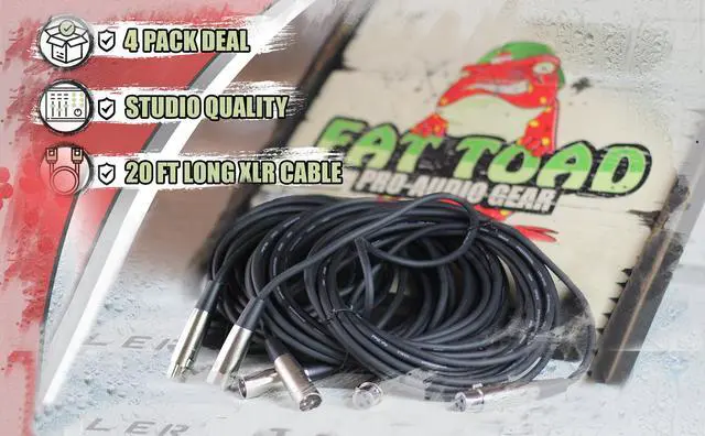 Alt view image 4 of 7 - Microphone Cables by FAT TOAD | (4 Pack) 20ft Pro Audio XLR Mic Cord Patch Extension with Female & Male Connector | 20 AWG Shielded Wire & Balanced for Recording Studio Mixer | Live Sound Stage Gear