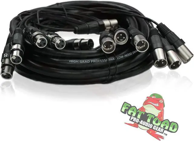 Main image of XLR Snake Cable (8 Channels) 20 FT by FAT TOAD | Patch Studio, Stage, Live Sound Recording Multicore Cords | Pro Audio Shielded Female to Male Microphone Cables for DJ Digital Mixers or PA Amplifiers